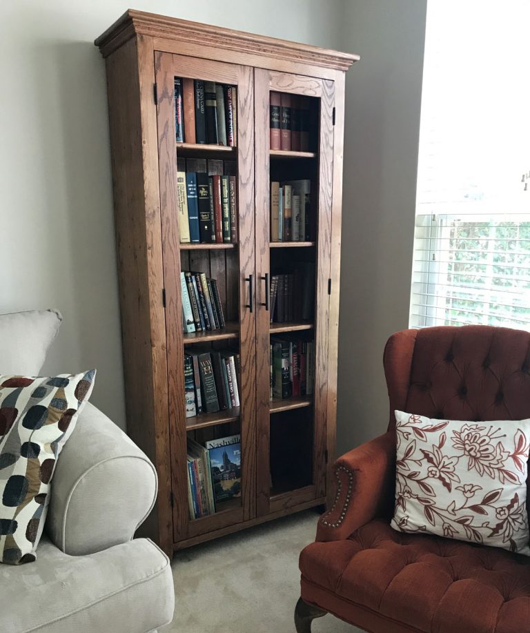 Pegged Bookshelf with glass doors