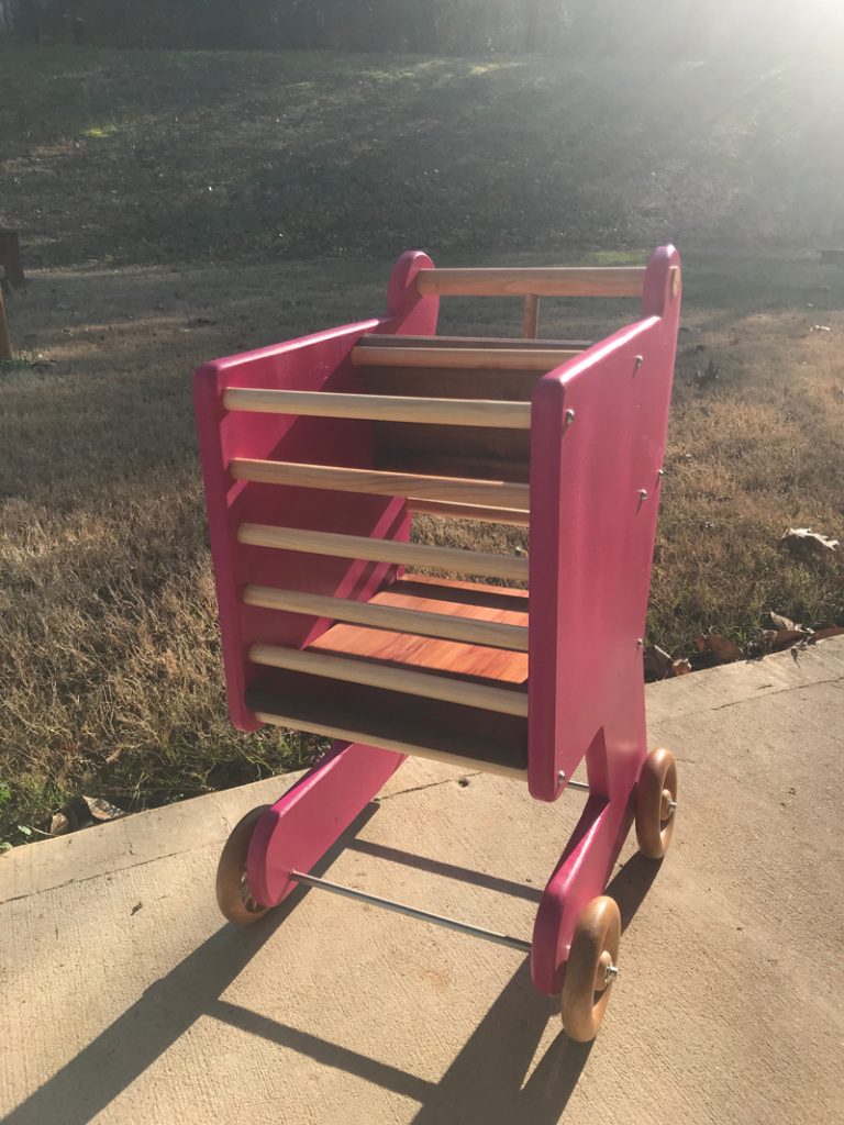 Pink Wooden Child's Shopping cart