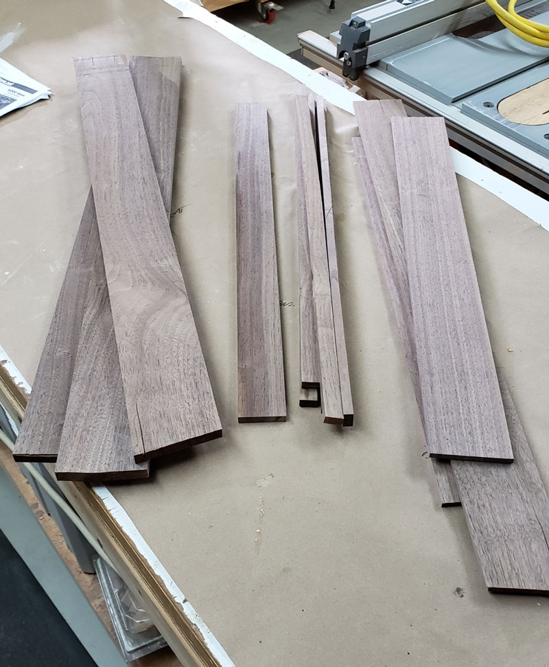 Milled lumber for walnut display case