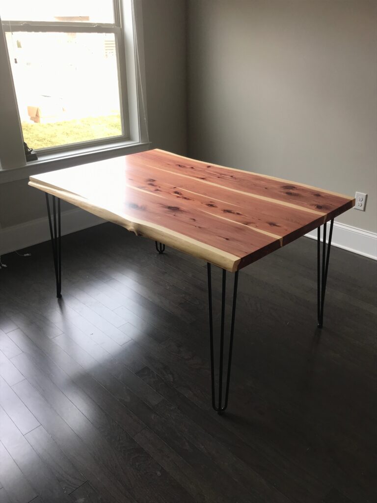 Cedar Table with steel legs